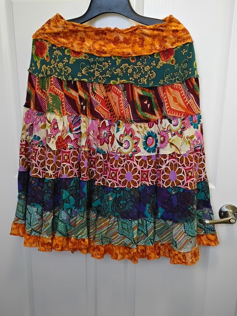 Alberto Makali Vibrant Bohemian Gypsy Festival Multi-Print Tiered Skirt Size 6